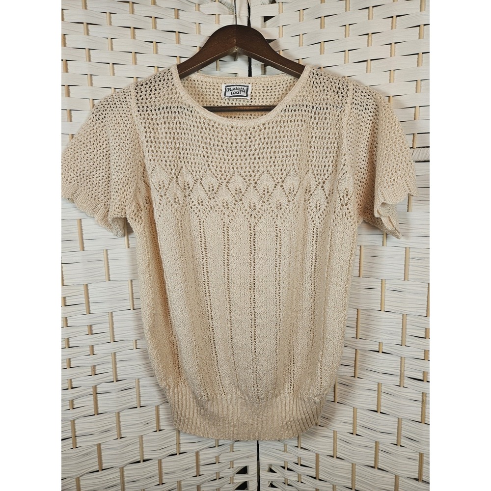 Vintage Kenneth Too Womens Medium Crochet Top Romantic Classic Cottagecore